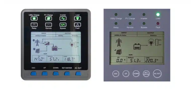 LCD display for easy monitoring and customization of inverter/charger parameters